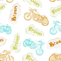 motorcycle seamless motif hand draw vector illustration for background and textile pattern