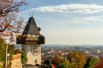 Old city Graz in Austria - Grazer Uhrturm
