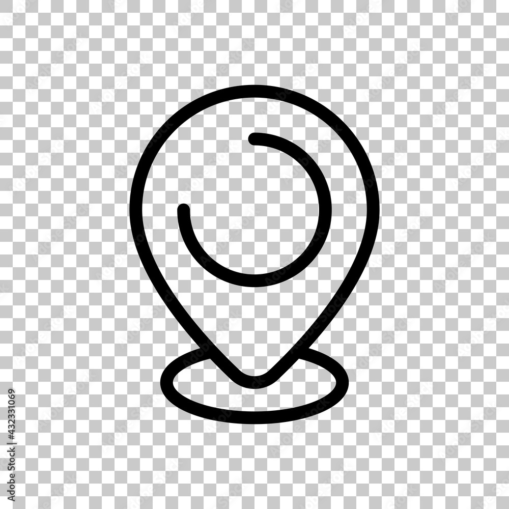 Aufkleber location point, map marker, simple pin icon. black editable linear symbol on transparent background