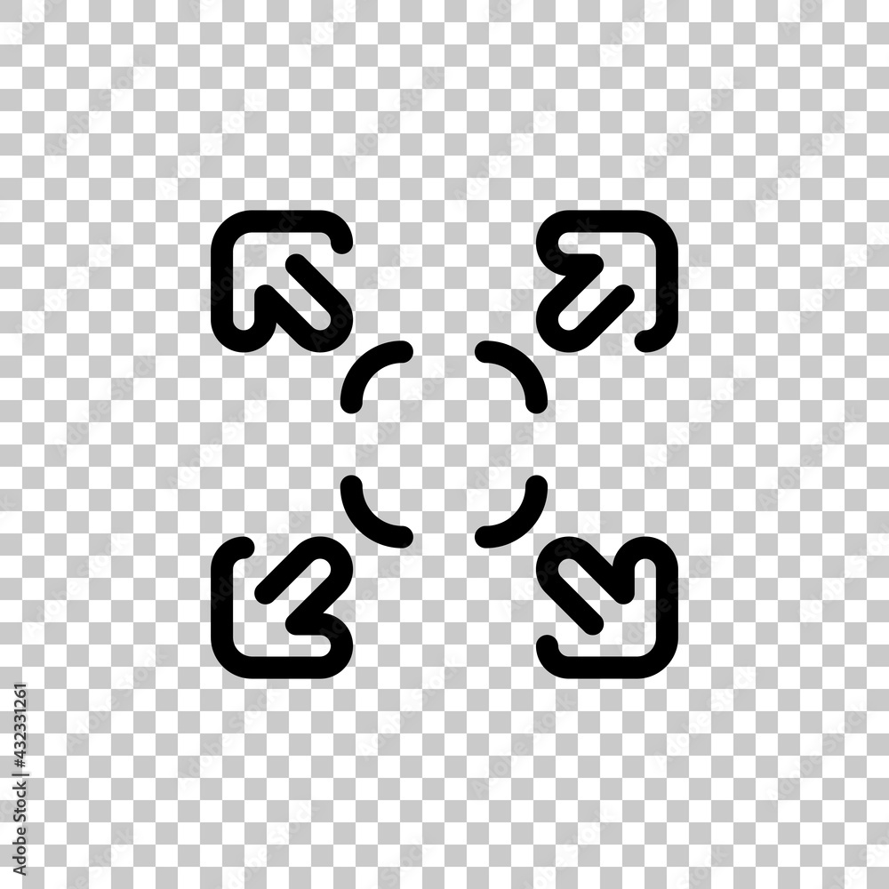 Poster compact size, change scale, resize picture, full screen, simple icon. black editable linear symbol o