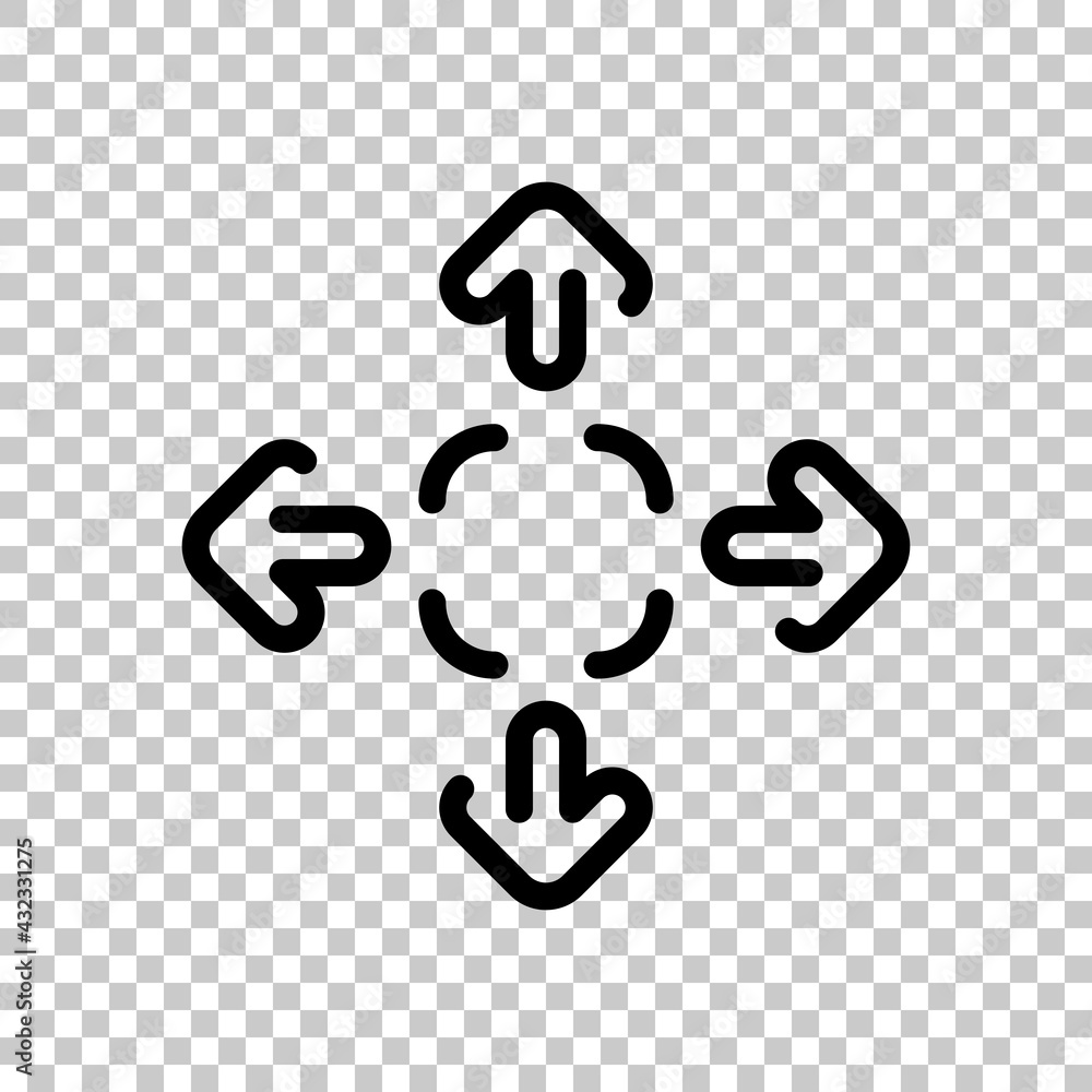 Poster compact size, change scale, resize picture, full screen, simple icon. black editable linear symbol o
