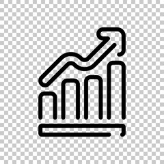 Growing graph, grow arrow, increase of business, economic success. Black editable linear symbol on transparent background