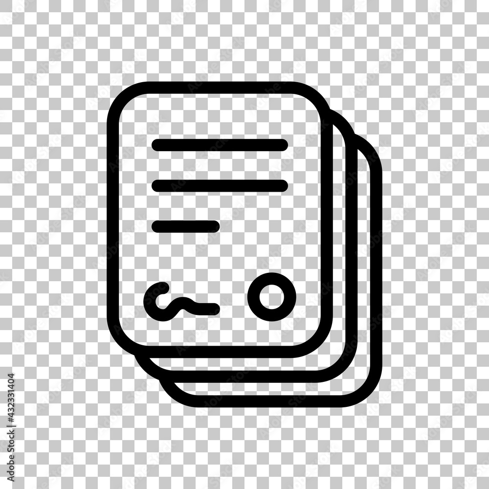 Poster stack of documents of papers, business icon. black editable linear symbol on transparent background