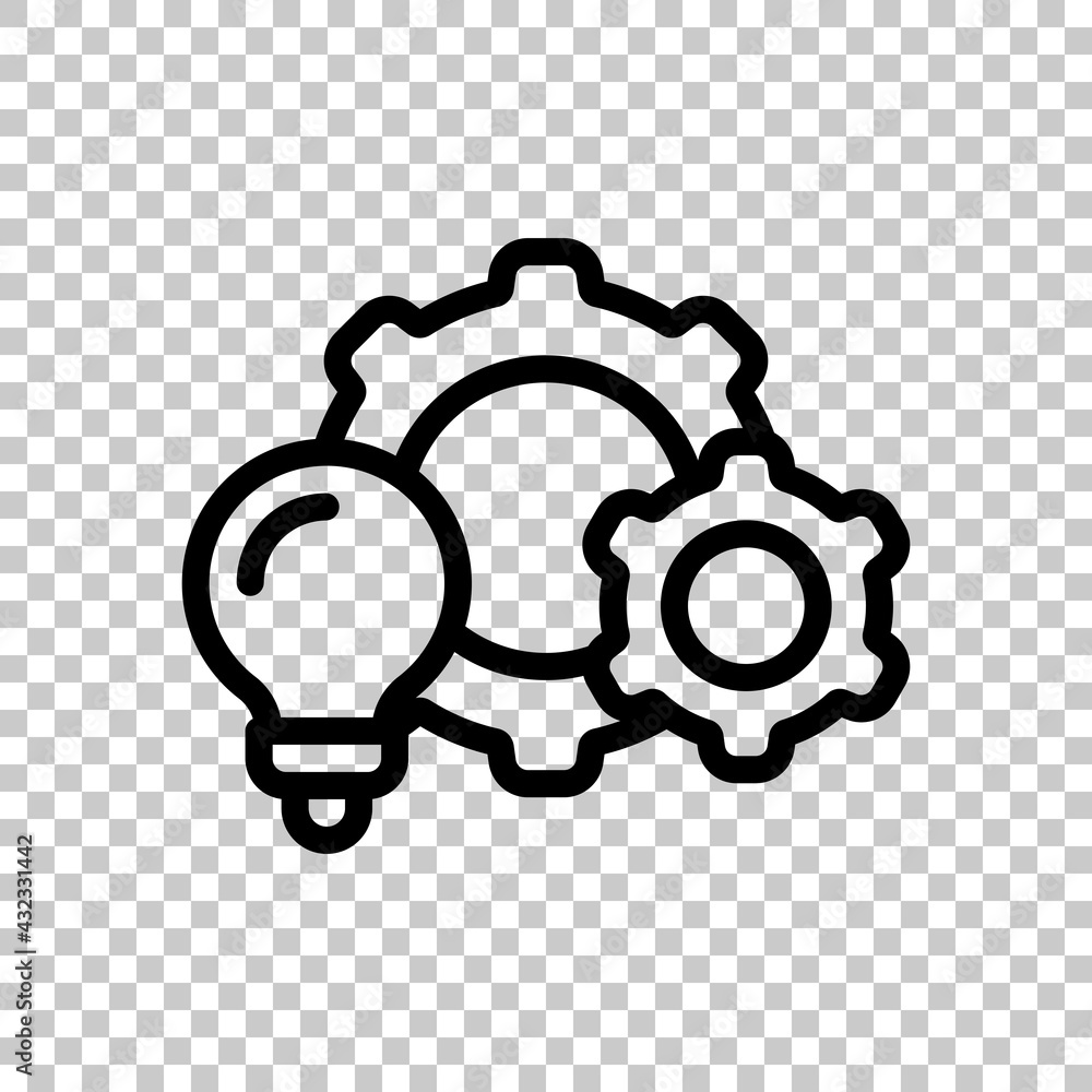 Aufkleber process of implementation, business icon. black editable linear symbol on transparent background