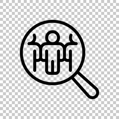 Human Resource, recruit to a job, search experts, talent people, business icon. Black editable linear symbol on transparent background