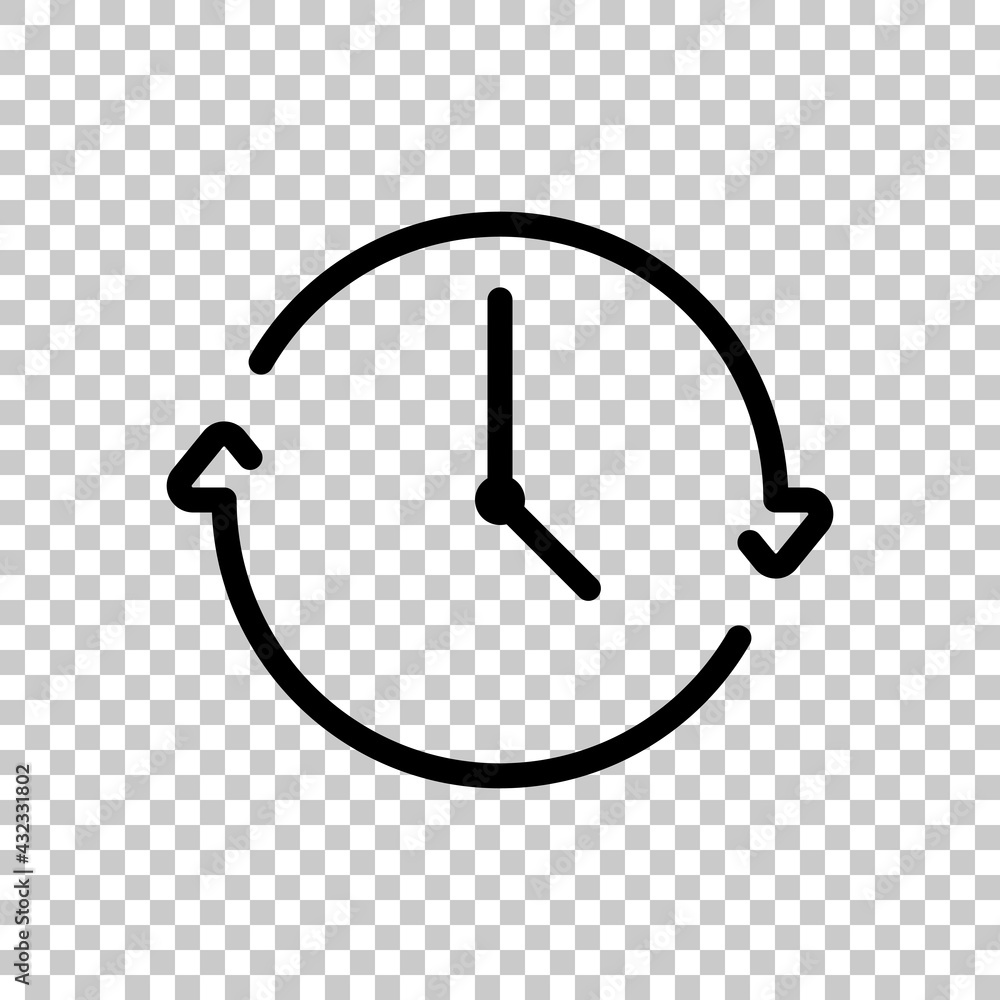 Poster stopwatch or timer, simple icon. black editable linear symbol on transparent background