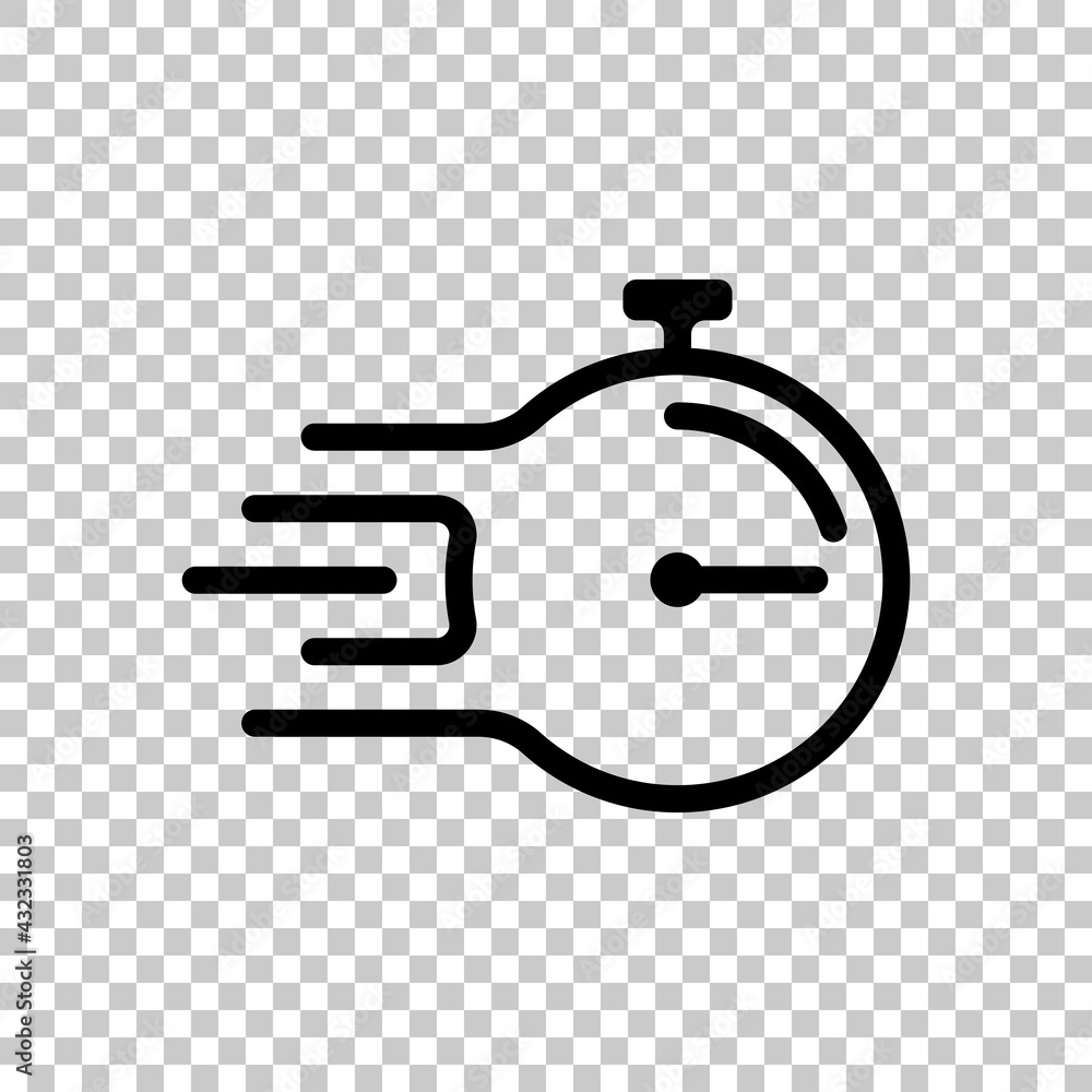 Poster stopwatch or timer, simple icon. black editable linear symbol on transparent background