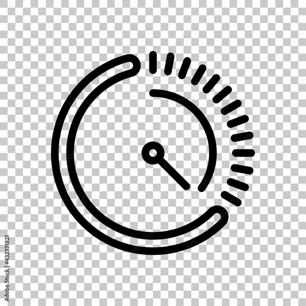 Poster stopwatch or timer, simple icon. black editable linear symbol on transparent background