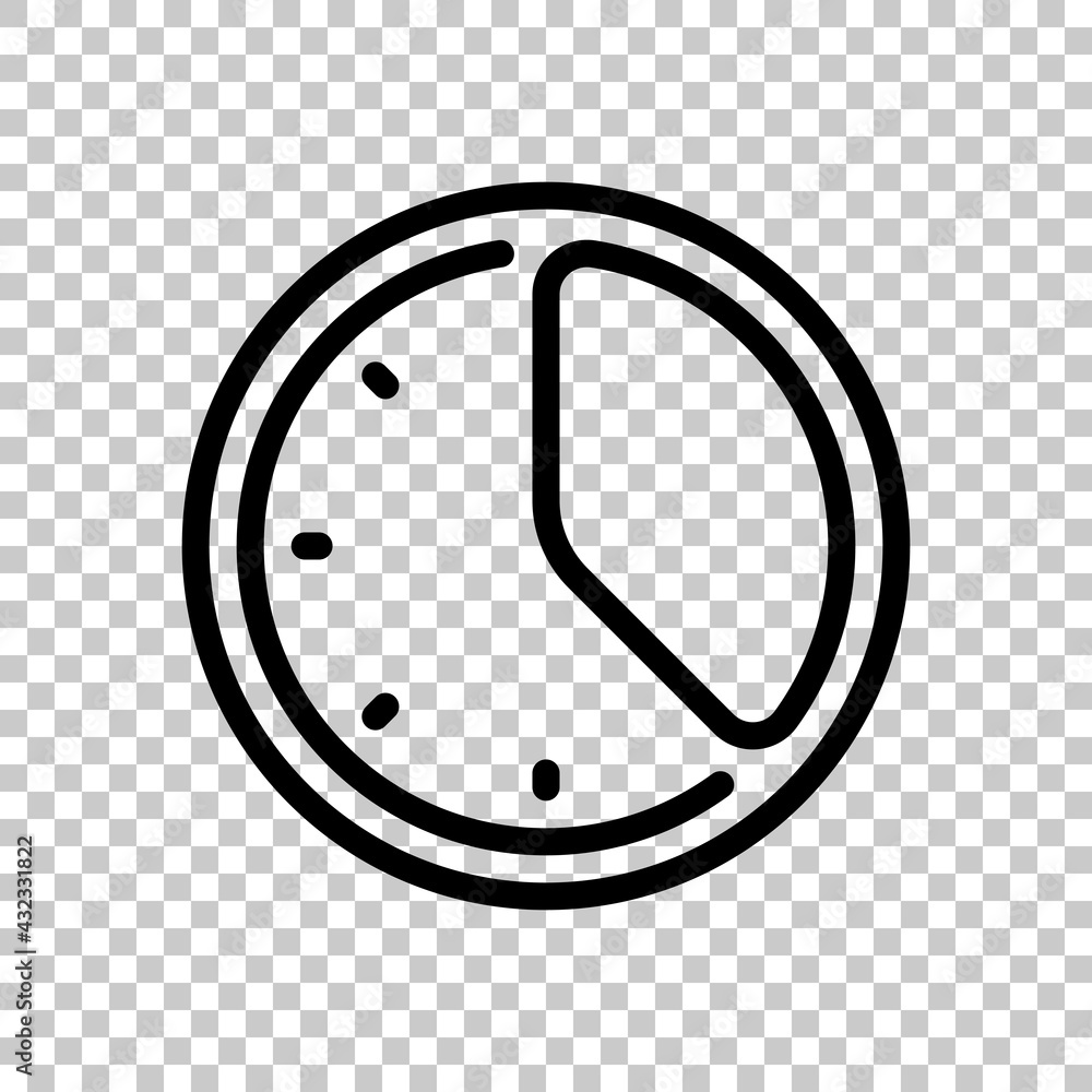 Poster stopwatch or timer, simple icon. black editable linear symbol on transparent background