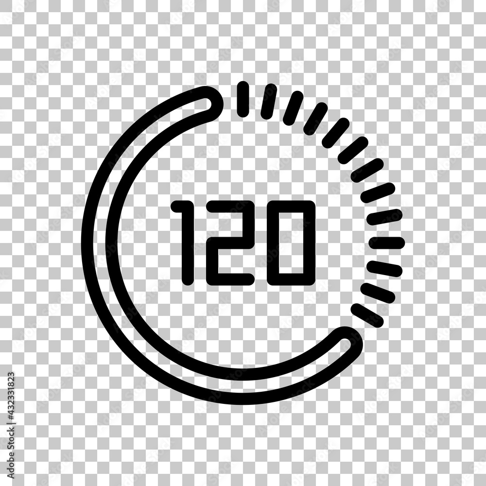 Poster stopwatch or timer, simple icon. black editable linear symbol on transparent background