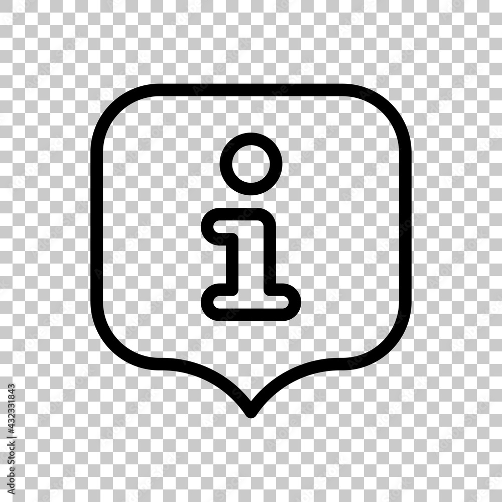 Poster info symbol in rounded cloud, simple icon. black editable linear symbol on transparent background