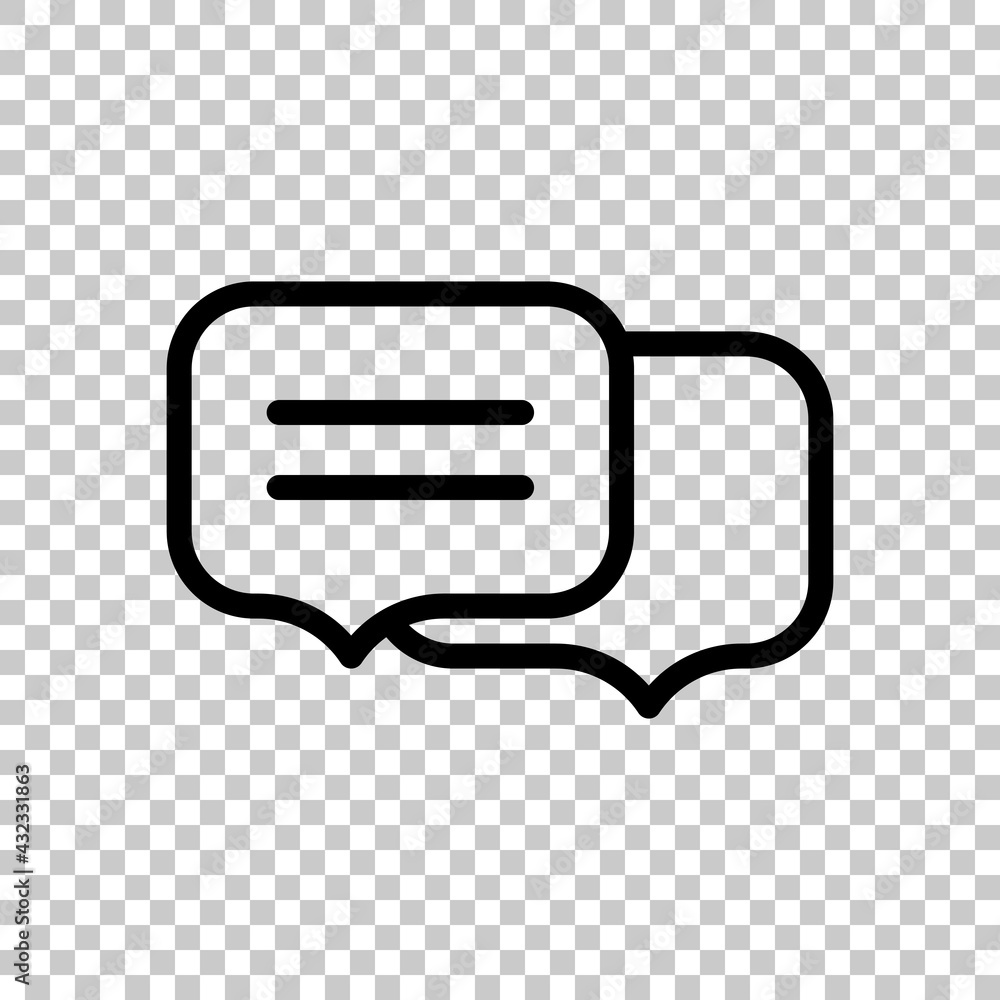Poster speech bubbles, chat messages, text clouds, simple icon. black editable linear symbol on transparent