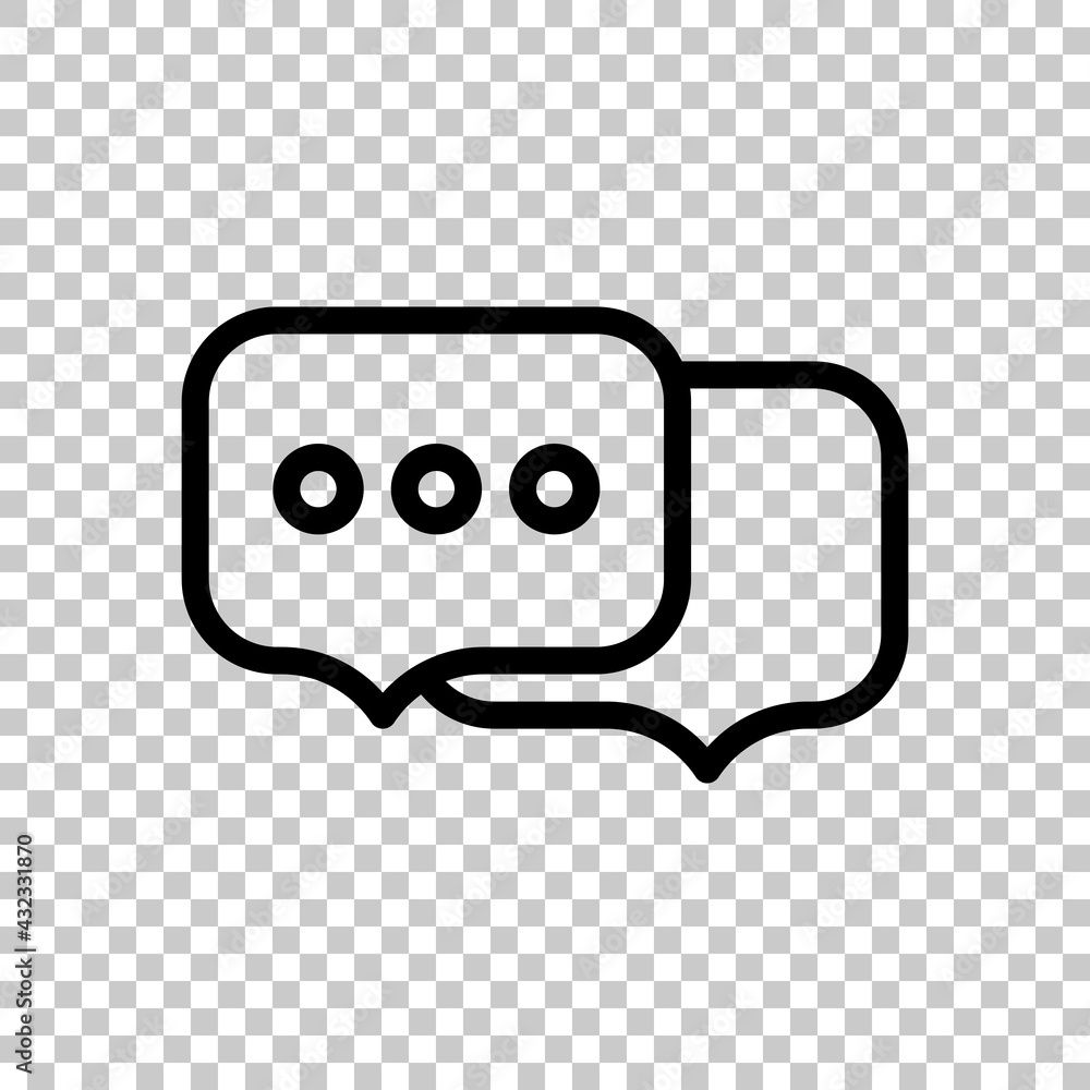 Poster speech bubbles, chat messages, text clouds, simple icon. black editable linear symbol on transparent