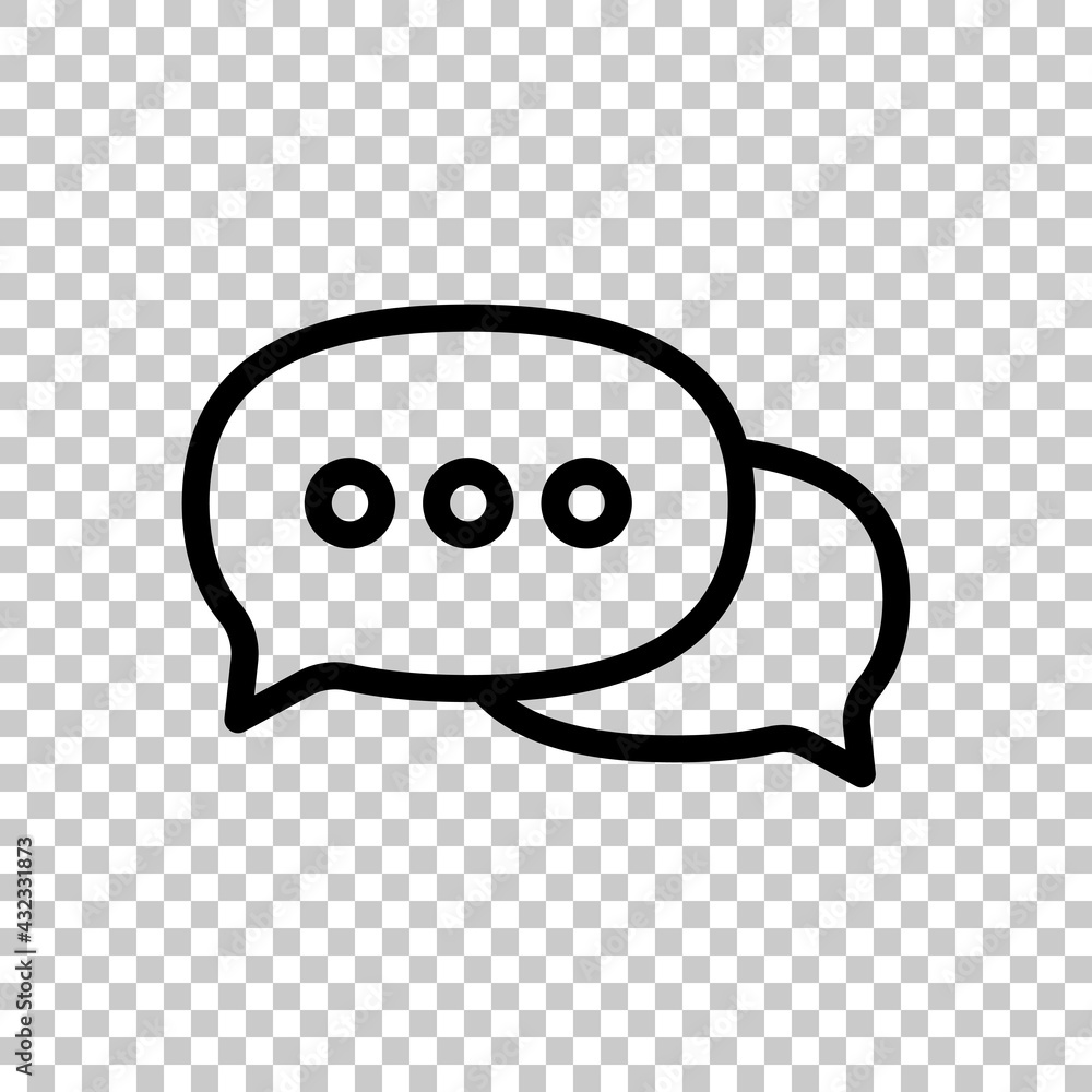 Poster speech bubbles, chat messages, text clouds, simple icon. black editable linear symbol on transparent