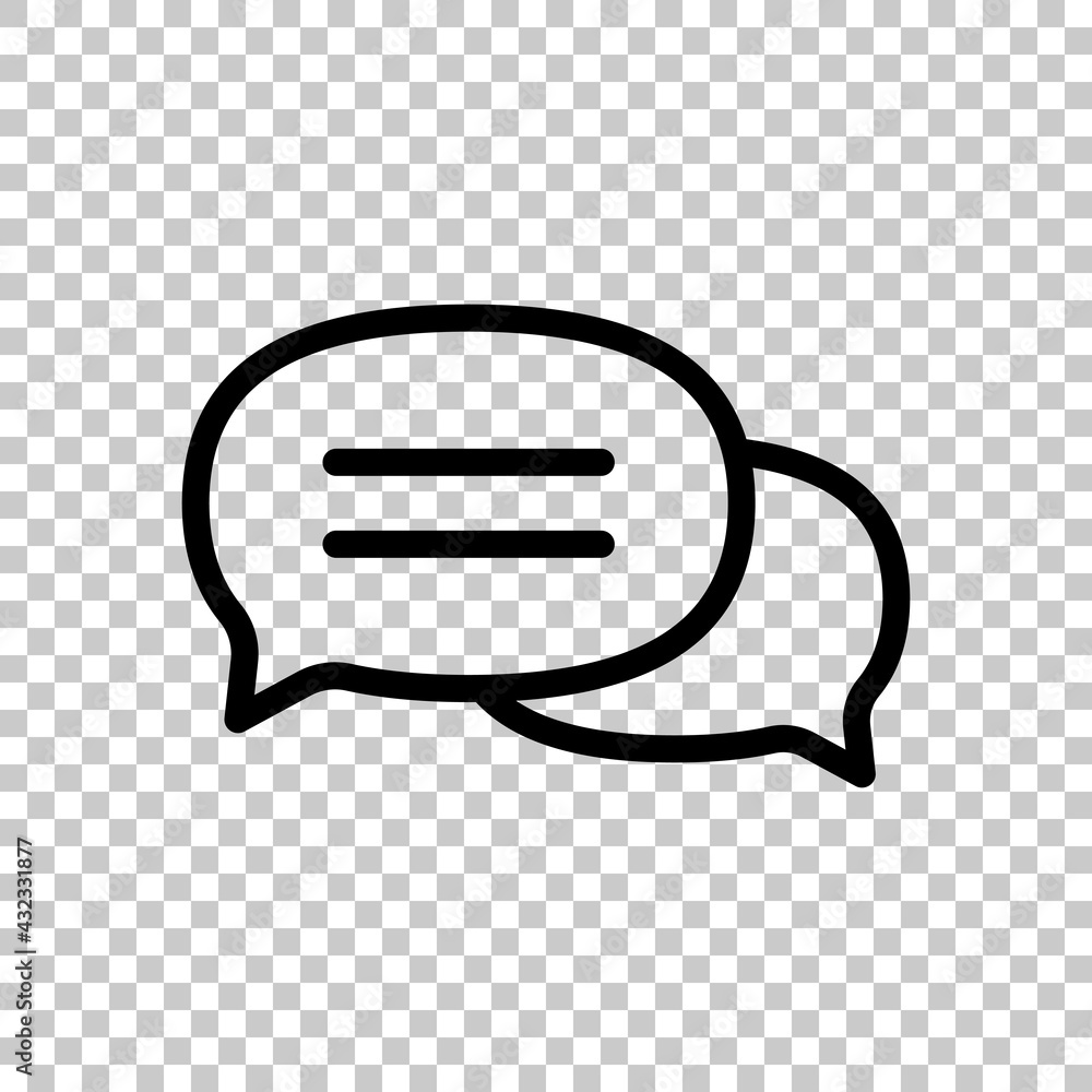 Poster speech bubbles, chat messages, text clouds, simple icon. black editable linear symbol on transparent