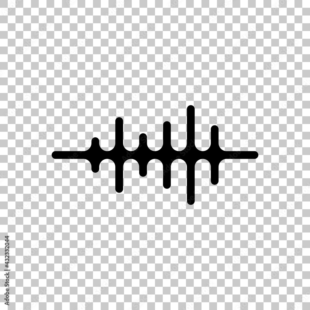 Poster sound wave, simple icon. black editable linear symbol on transparent background
