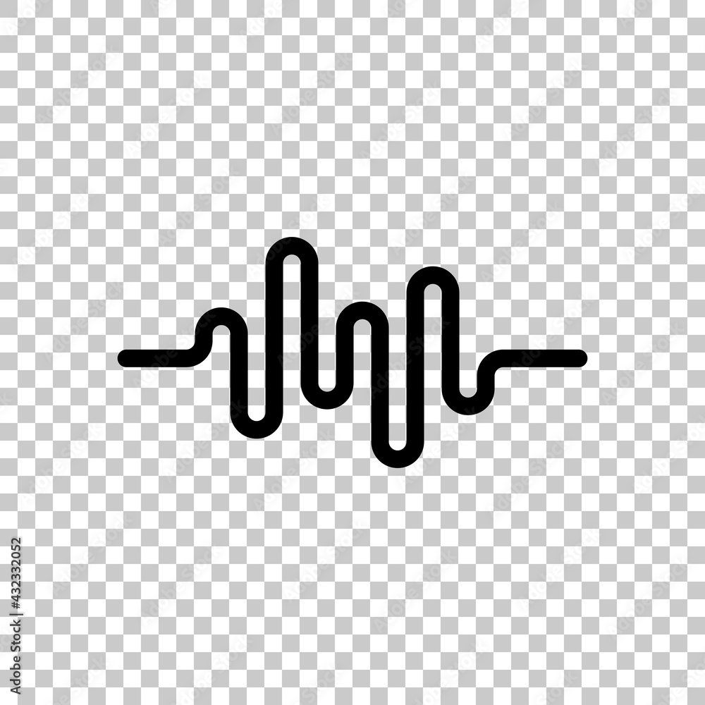 Poster sound wave, simple icon. black editable linear symbol on transparent background