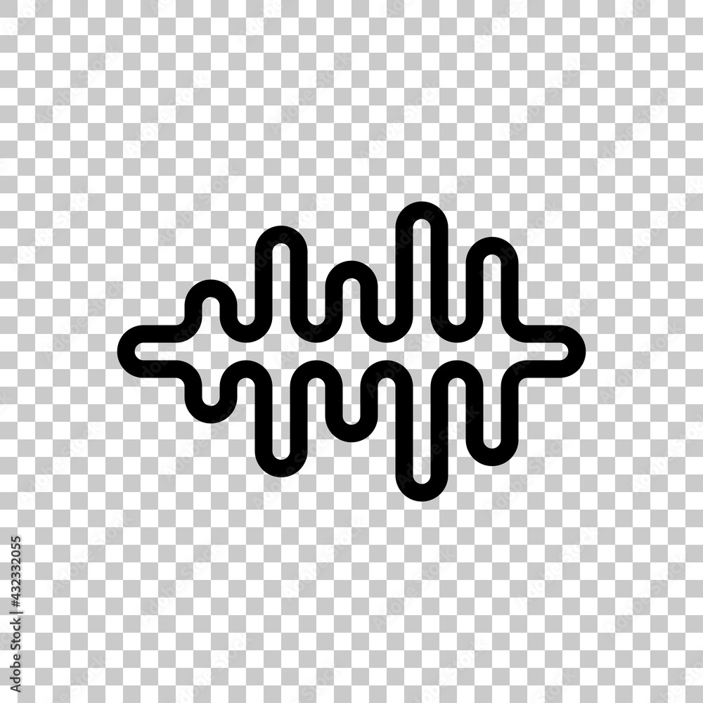 Poster sound wave, simple icon. black editable linear symbol on transparent background