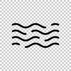 Simple wave icon, sea or ocean, abstract business logo. Black editable linear symbol on transparent background
