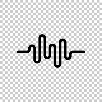 Sound Wave, Simple Icon. Black Editable Linear Symbol On Transparent Background