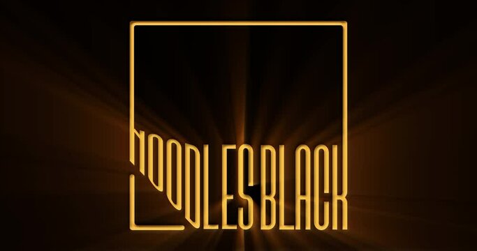 minimal black logo lettering of black noodles in a square on a black background
