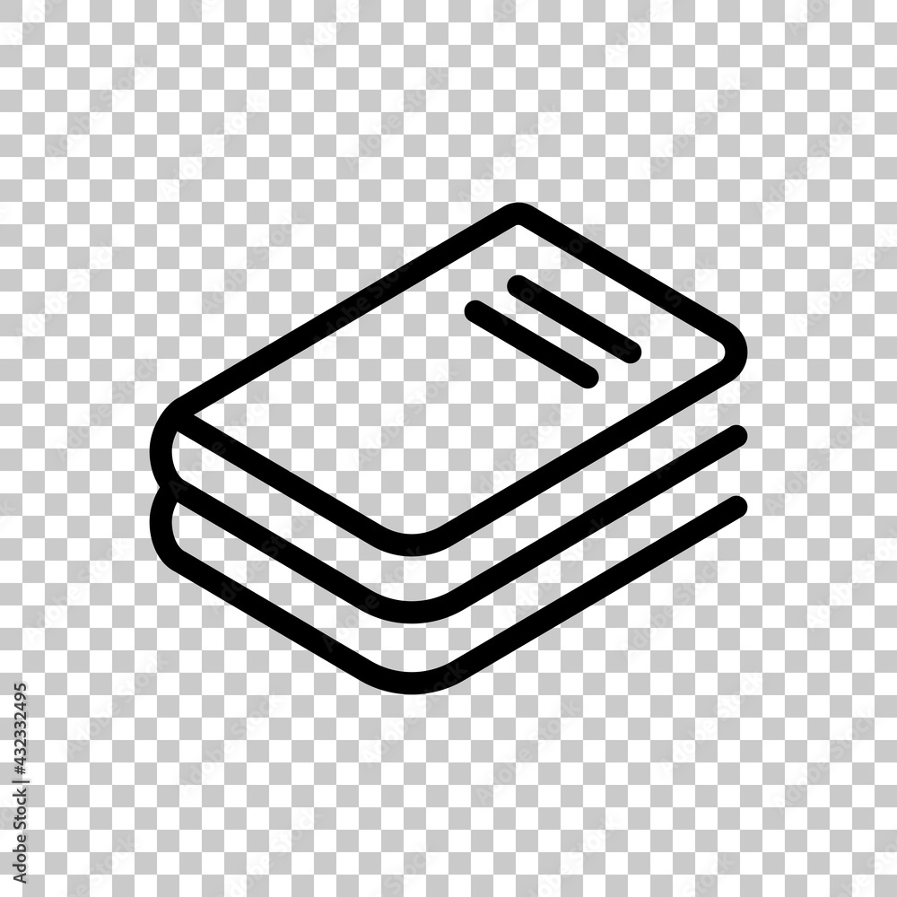 Poster stack of books, library on the shelf, open knowledge, simple icon. black editable linear symbol on t