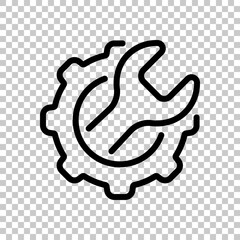 Service tools, wrench and screwdriver, repair instruments, simple icon. Black editable linear symbol on transparent background