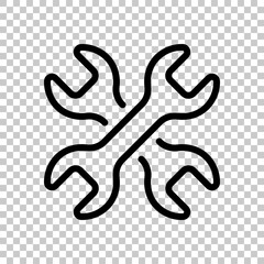 Obraz premium Service tools, wrench and screwdriver, repair instruments, simple icon. Black editable linear symbol on transparent background