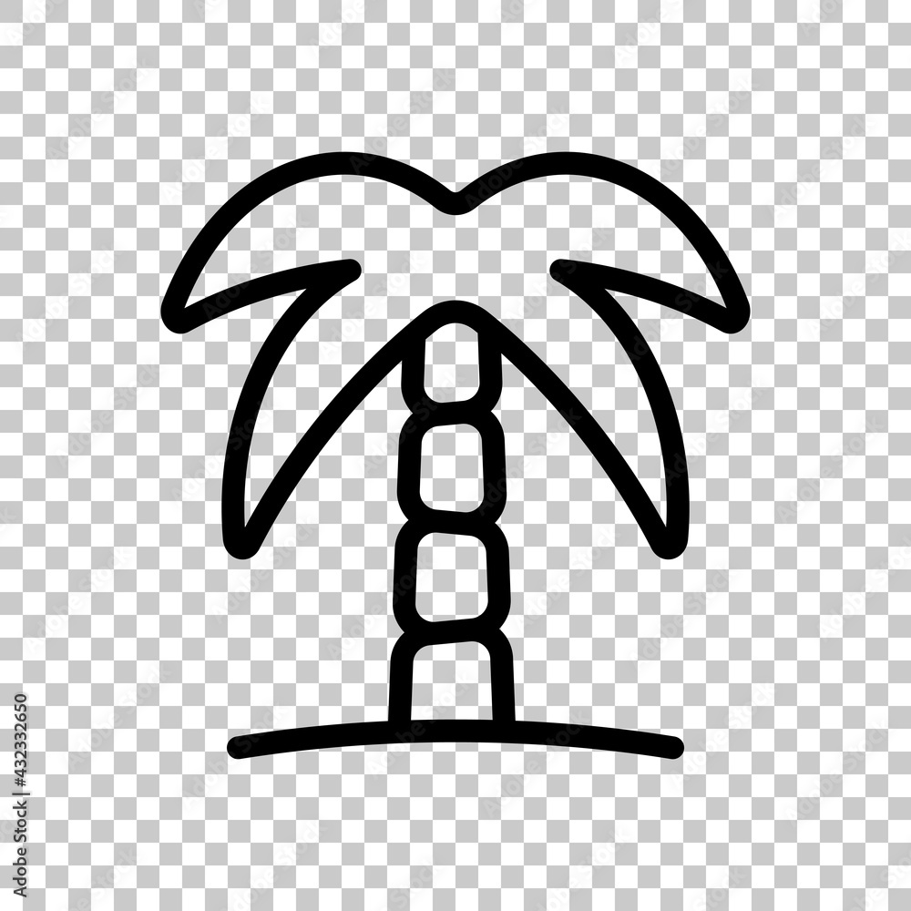 Poster palm tree, simple icon. black editable linear symbol on transparent background