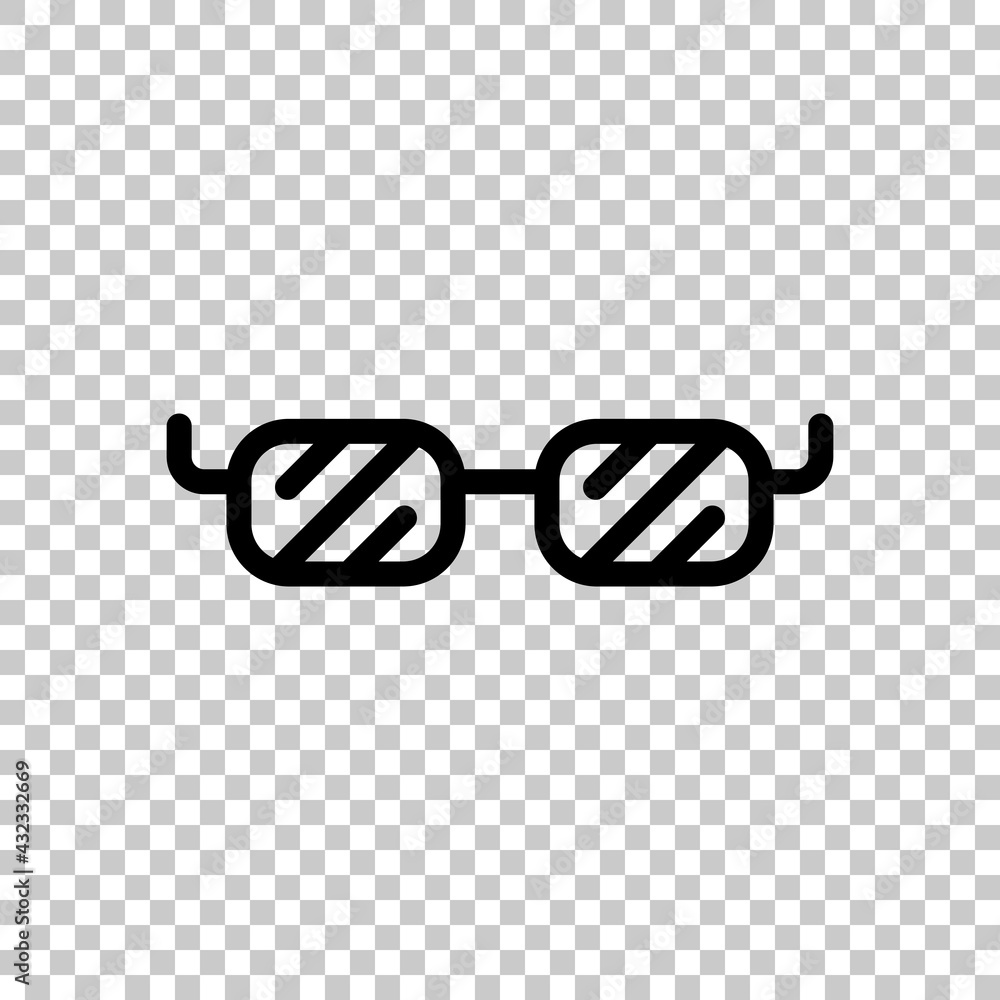 Poster square glasses, simple icon. black editable linear symbol on transparent background