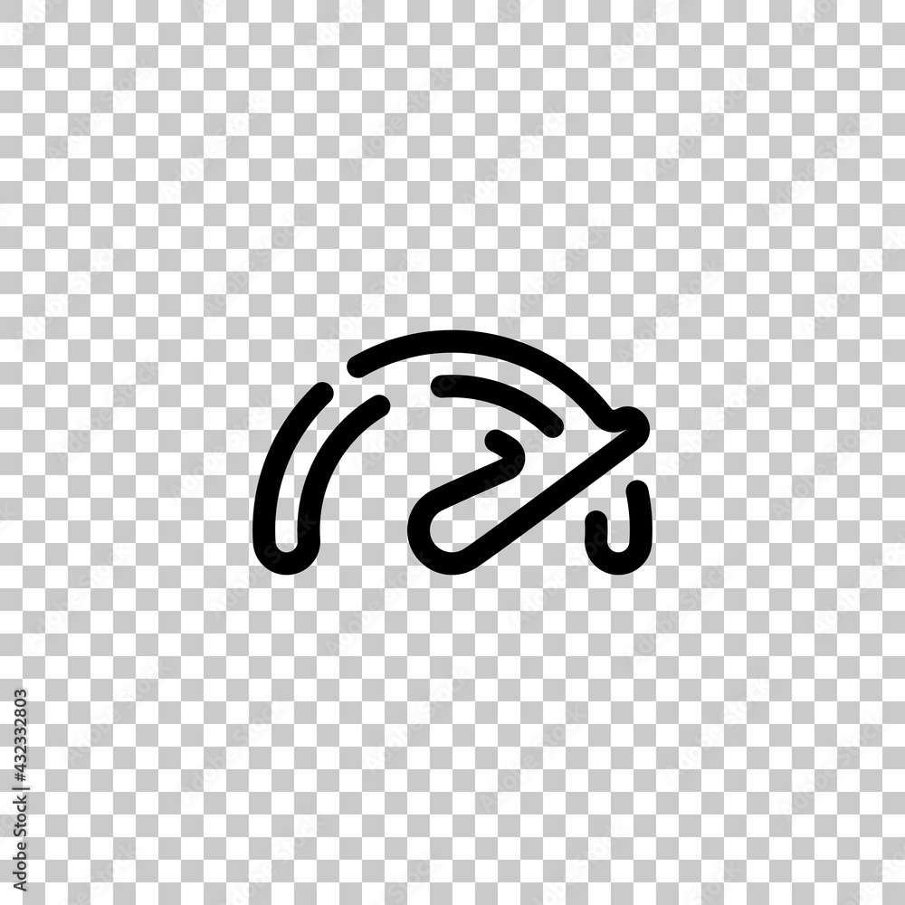 Poster speedometer or speed indicator of car, simple icon. black editable linear symbol on transparent back