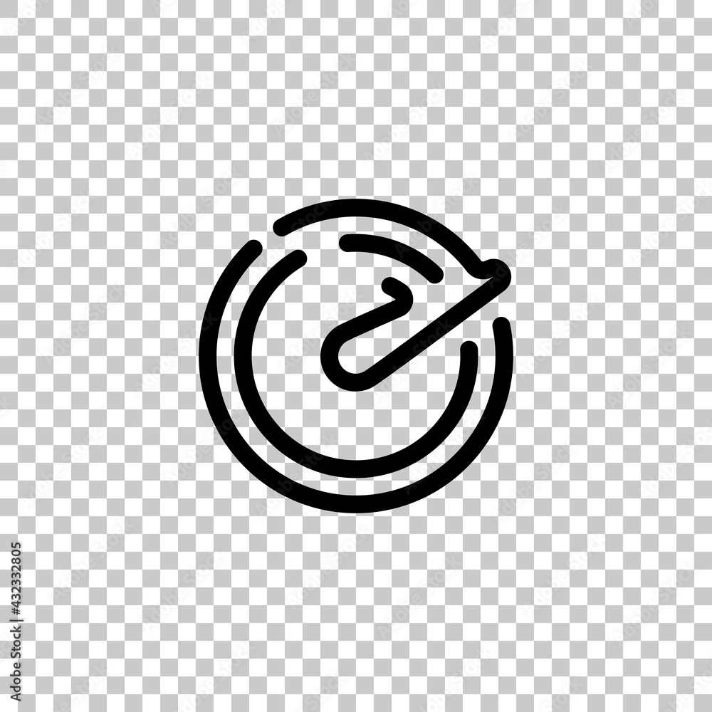Poster speedometer or speed indicator of car, simple icon. black editable linear symbol on transparent back