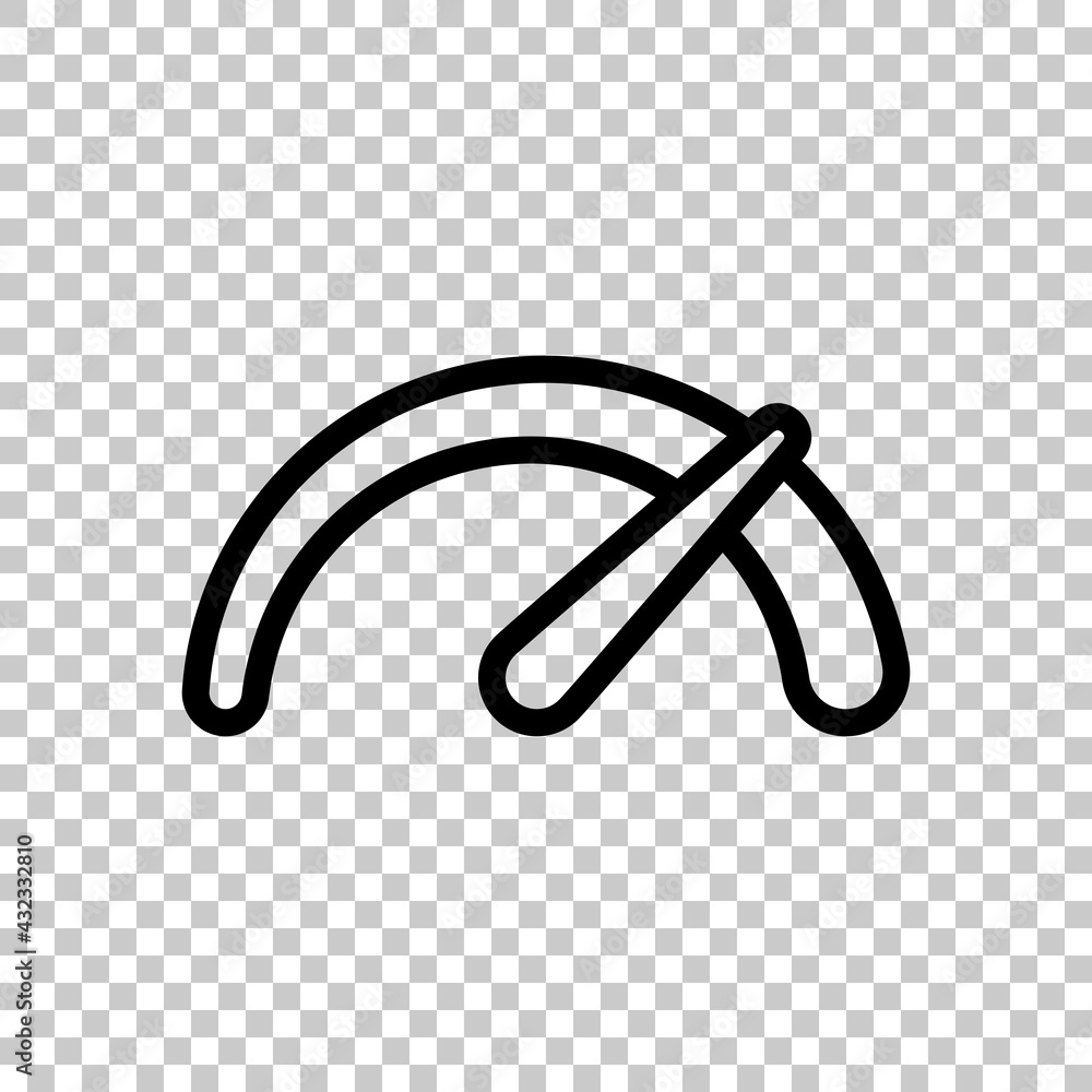 Poster speedometer or speed indicator of car, simple icon. black editable linear symbol on transparent back