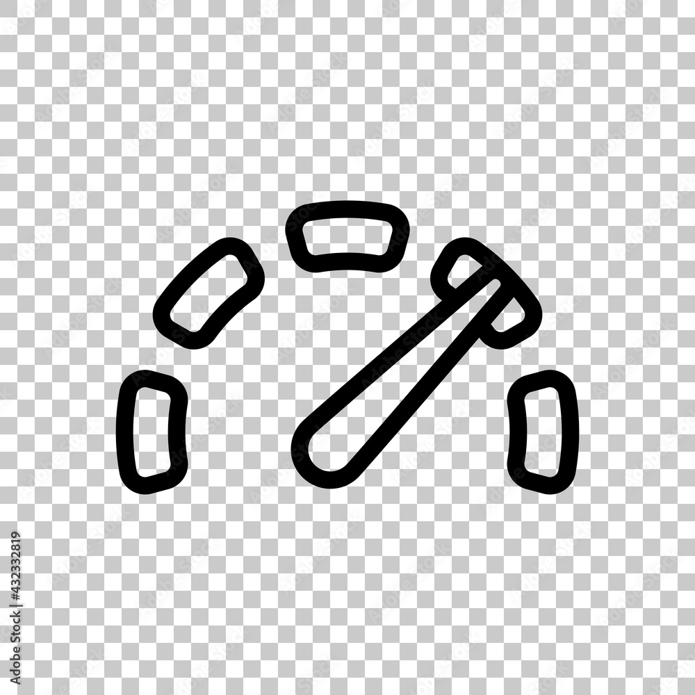 Poster speedometer or speed indicator of car, simple icon. black editable linear symbol on transparent back