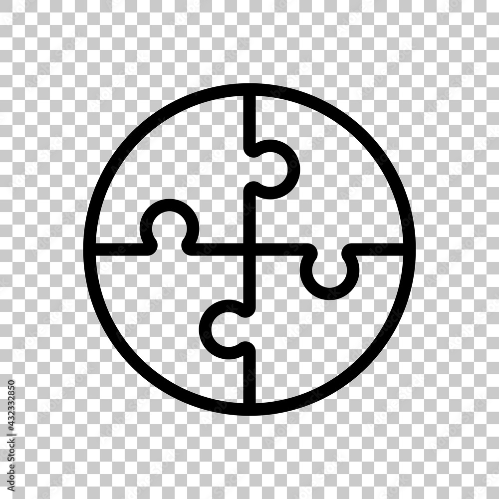 Poster puzzle pieces, simple icon. black editable linear symbol on transparent background