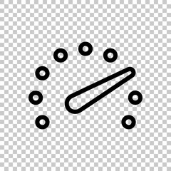 Speedometer or speed indicator of car, simple icon. Black editable linear symbol on transparent background