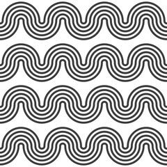 Fototapeta na wymiar Abstract seamless. Seamless braided linear pattern, wavy lines. Endless striped texture with winding elements. Vector geometric monochrome background.