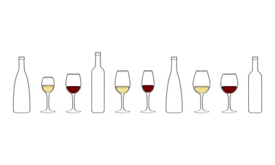 Wine outline set