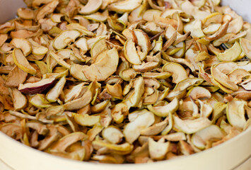 Dried apples. Drying. Fruit dryer  