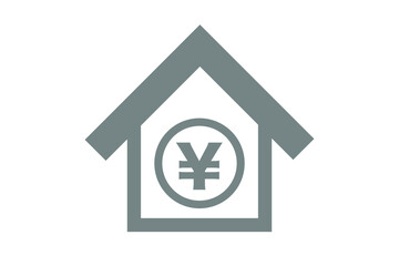 日本円記号と住宅　ベクターイラスト