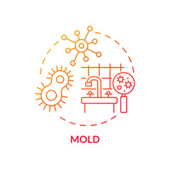 Mold concept icon. Indoor air pollution idea thin line illustration. Toxic substances. Bacteria and viruses. Flooding, leaks. Respiratory problems. Vector isolated outline RGB color drawing