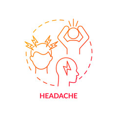 Headache concept icon. Air pollution disease symptom idea thin line illustration. Recurrent headache disorder. Dizziness. Sensitivity to light, sound. Vector isolated outline RGB color drawing