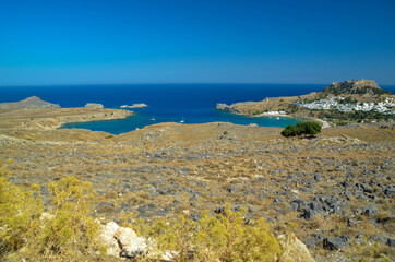 lindos in rhodes island in greece