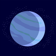 Neptune planet icon and stars. Vector