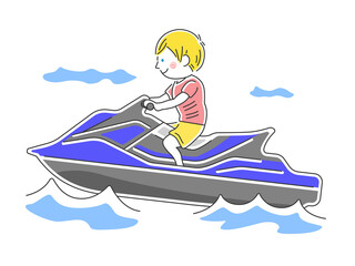 水上バイクに乗る人のイラスト