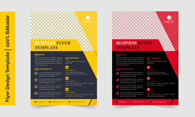 Business Flyer Design Template. Modern flyer design. Simple flyer design. Corporate flyer design. Business flyer blue, business flyer yellow, business brochure, business flyer red