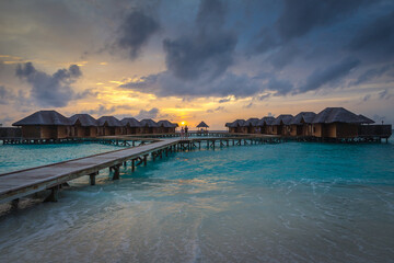 Fototapeta na wymiar sunset on the beaches of maldives