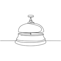 Continuous one line of reception bell in silhouette. Linear stylized. Minimal style.