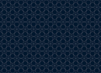 Abstract . Sashiko seamless pattern. line white on indigo background. design for pillow, print, fashion, clothing, fabric, gift wrap.  Vector.