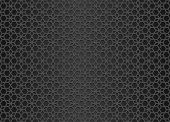 Abstract. Geometric arabic seamless pattern black background. Light and shadow. vector.